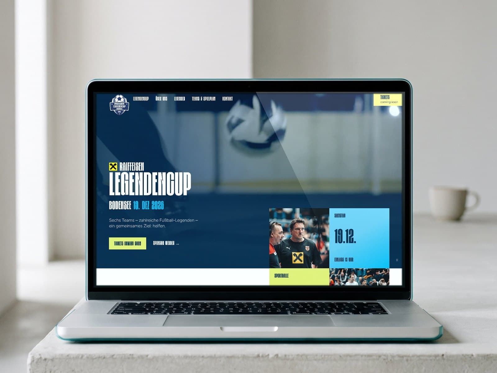 Website des Raiffeisen Legendencup auf einem Laptop — Webdesign und Entwicklung CREAITIV