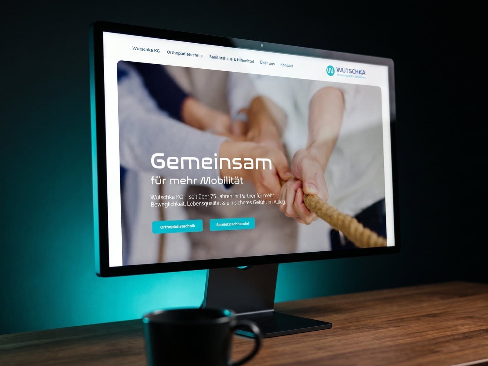 Website von Wutschka Orthopädietechnik auf einem Monitor — Webdesign MOHONA