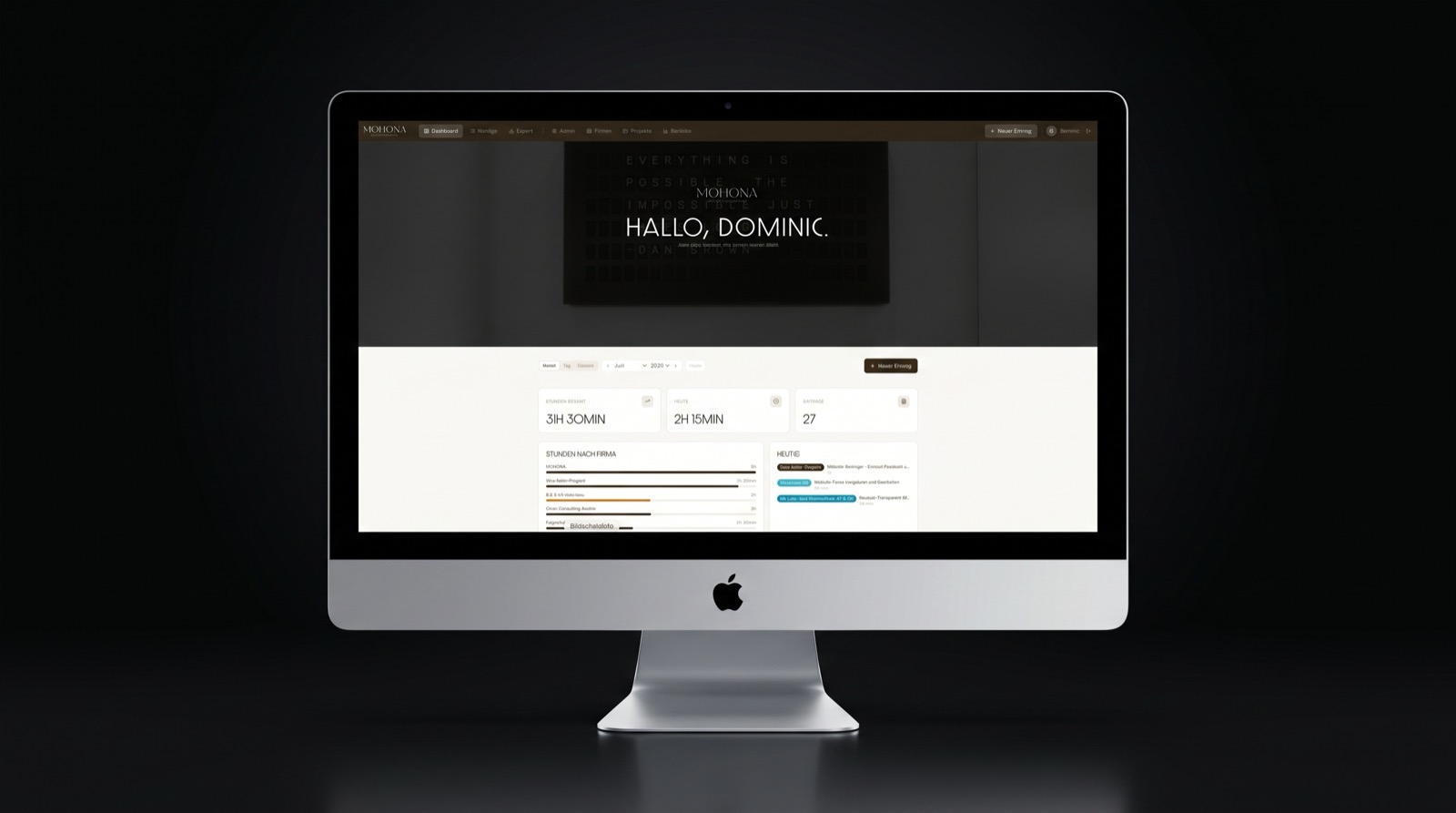 Custom Projektmanagement- und Zeiterfassungstool — individuelle Web-App für eine Agentur